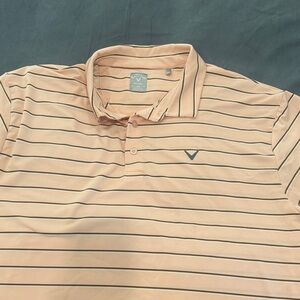 Men's Peach Striped Callaway Golf Polo Shirt
